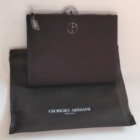 BEAUTIFUL GIORGIO ARMANI BEAUTY Purse Pouch BLACK PREMIUM POUCH BNWT - Picture 1 of 5
